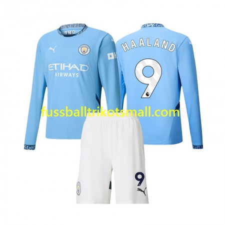 Fußballtrikots Manchester City Erling Haaland 9 Kinder 2024-2025 Langarm Heimtrikotsatz kaufen